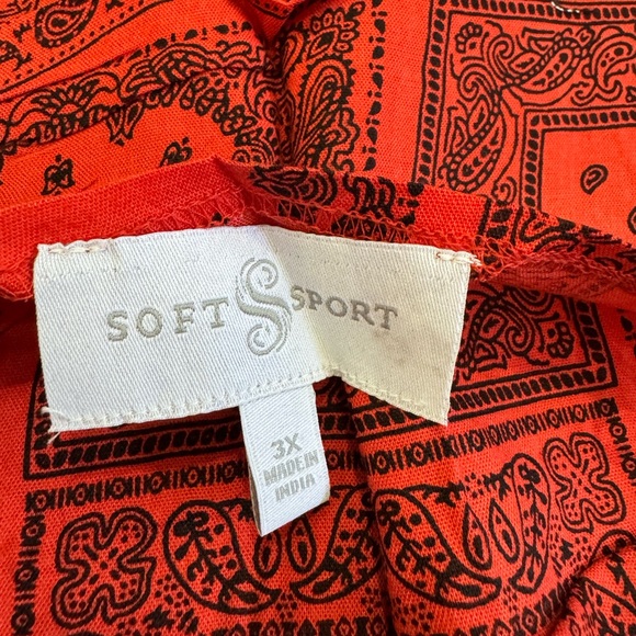 Soft Sport NWOT bandana print red tie back crop top size 3X - Picture 11 of 13